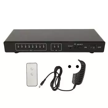 Разветвитель мультимедийного интерфейса HD 2 в 8 выходов 4K 60 Гц 2x8 HD разветвитель мультимедийного интерфейса с EU Plug