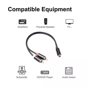 RCA Y-адаптер 1 RCA Female на 2 RCA Male Y-разветвитель цифровой стереокабель для сабвуфера домашнего кинотеатра с позолотой