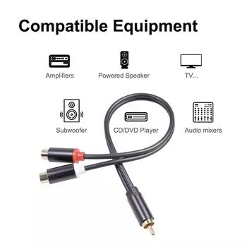 RCA Y-образный разветвительный кабель RCA 1 штекер на 2 гнезда адаптер стерео аудиокабель шнур для телевизора сабвуфер усилитель динамик