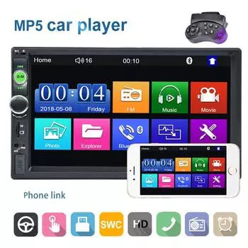 REAKOSOUND 2 Din 7 Автомобильный радиоприемник Авторадио Автомобильный MP5-плеер Зеркальная связь Сенсорный экран заднего вида SWC Bluetooth FM AUX-in U-диск TF-карта Зарядка телефона через USB MP5