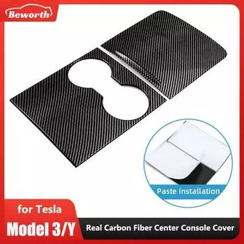 Real Carbon Fiber Center Console Cover for Tesla Model 3 Y 2023 2022 Dry Carbon Glossy Control Panel Car Interior B
