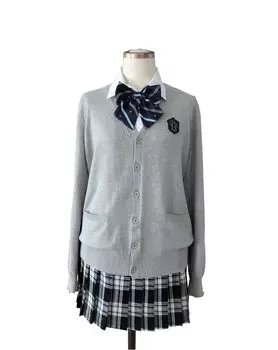 Real Costume High School Girls Uniform Cosplay Costume Long Sleeve School Knit [SWEET ROSE] (XL, Gray) серый