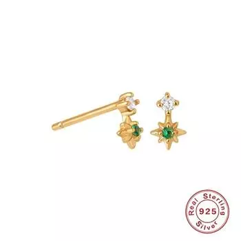Real Silver 925 Earring Trend Earrings For Women White Green Crystal Stud Earrings Pendientes Jewelry Kolczyki