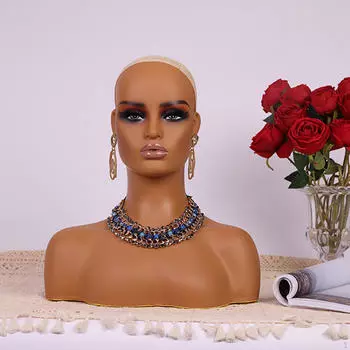 Realistic Mannequin Head Wig Model Professional with Shoulders Hat Display Stand Holder for