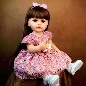 Реалистичная кукла-девочка Reborn Baby Girl, полное силиконовое виниловое тело, 55 см/22 дюйма, реалистичная кукла-принцесса, игрушка Reborn, подарки, костюм для детей от 3 лет 22 inch about 55 cm коричневый