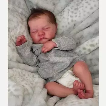Реалистичная кукла Levi Reborn 49 см, 3D окрашенная кожа, кукла для новорожденных, 19 дюймов, реалистичная кукла с имплантатами для волос, игрушка для детей, девочек и мальчиков, подарок на день рождения, Рождество 19 Inch cloth body серый