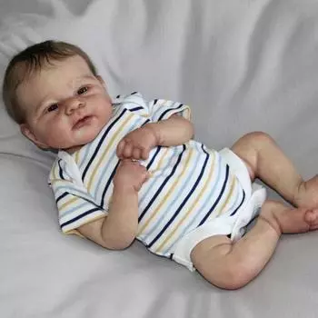 Реалистичные 18 кукол Reborn Baby Dolls ELIJAH, более реалистичные, милые, с утяжеленным тканевым телом, куклы для новорожденных с имплантированными волосами, игрушка для малышей, игрушка-подруга по играм cloth body