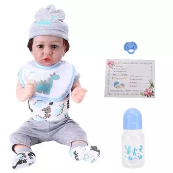 Reborn Infant Doll 22 Inch Vinyl Lifelike Newborn Baby Doll with Pacifier Toy Gift Decoration for