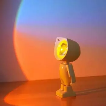 Rechargeable Astronaut Robot Rainbow Projection Sun Lamp Table Night Light Sunset Lamp Infinite Dimming Bedroom Atmosphere Light Rechargeable
