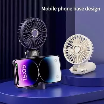Rechargeable Mini Fan USB Mini Portable Fan Cooling Hand Fan Neck Fan with Base Stand 5 Speed покинуть белый
