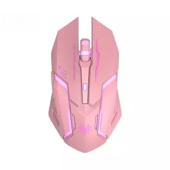 Rechargeable T1 Ergonomic 2.4G Silent Backlit USB Optical Wireless Gaming Mouse AVE розовый