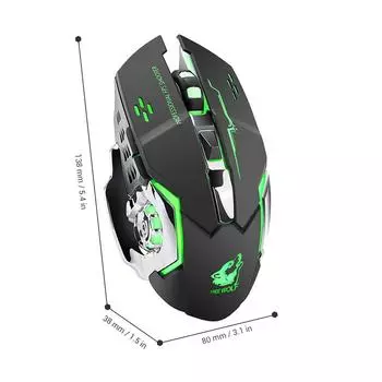 Rechargeable X8 Wireless Game Mouse Silent LED Backlit USB 1800DPI Optical Ergonomic Gaming Mouse чёрный