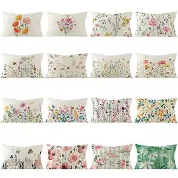 Rectangle Pillow Cover 12x20inch Flower Plant Spring Decorations Throw Farmhouses