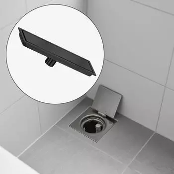 Rectangular Floor Drain Fast Drainage Flat Linear Shower for Home Bathroom чёрный