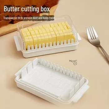 Rectangular Japanese Transparent Butter and Cheese Storage Box with Lid белый