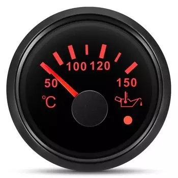 Red Backlight 52mm Oil Temperature Gauge with Flashing Alarm for Auto Car Marine 50~150 Celsius Oil Temp Meter Sensor 12V 24V
