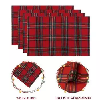 Red Checkered Table Flag Tableware Mat, Insulation Mat, Dining Mat, Christmas Tablecloth Heat-resistant Home Coaster Decoration Mat30x45cm