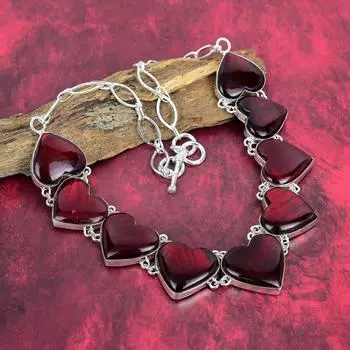 Ожерелье из лабрадорита Red Flash, драгоценный камень 925, ювелирные изделия из стерлингового серебра, регулируемое ожерелье-цепочка, антикварные украшения ручной работы в форме сердца Adjustable with 18 inches красный