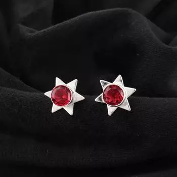 Red Garnet Gemstone 925 Sterling Silver Jewelry Handcrafted Studs 0.44 For Her EE-175-8