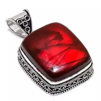 Red Labradorite Gemstone Handmade 925 Sterling Silver Jewelry Pendant 1.89 O0l32