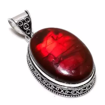 Red Labradorite Gemstone Handmade 925 Sterling Silver Jewelry Pendant 2.36 R0V13