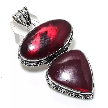 Red Labradorite Gemstone Handmade 925 Sterling Silver Jewelry Pendant 3.07 Z6o48