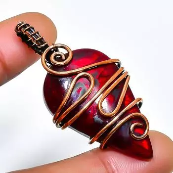 Red Labradorite Gemstone Handmade Copper Wire Wrap Jewelry Pendant 1.97 1.97 красный