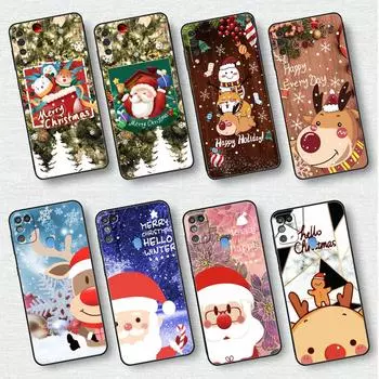 Red Nose Elk Santa Claus Case For Samsung Galaxy A50 A02s M31 A70 A30 A10 A20e A40 A10s M30s M51 M52 M22 M32 Black Phone Cover Samsung A70