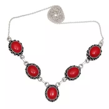 Red Onyx Gemstone Mother s Day Ethnic Handmade Silver Jewelry Necklace 20 in
