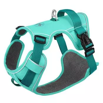 Reflective Dog Harness Durable Oxford Nylon No Pull Pet Harness with Handle Adjustable Harness For Medium Large Big Dogs S розовый