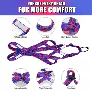 Reflective Dog Sledding Harness Pet Weight Pulling Sled Harness Durable Harness for Medium Large Dogs Scootering Skijoring L синий