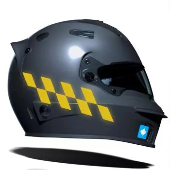 Reflective Yellow Checkered Helmet Motorcycle Sticker Set CinarExtreme