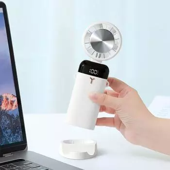 Refrigeration handheld fan mini folding with digital display and silent desktop outdoor ice pack neck hanging fan