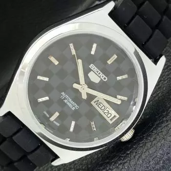 REFURBISHED AUTOMATIC SEIKO 5 MENS WATCH JAPAN MADE BLACK DIAL CUSTOM a440053-2 QV90-a440053