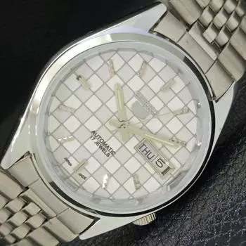 REFURBISHED AUTOMATIC SEIKO 5 MENS WATCH JAPAN MADE WHITE DIAL CUSTOM a440137-2 QV90-a440137
