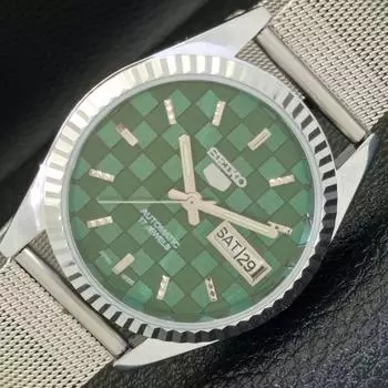 REFURBISHED JAPAN MADE SEIKO 5 AUTOMATIC MENS WATCH GREEN DIAL CUSTOM a440004-2 QV90-a440004