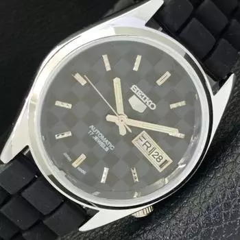 REFURBISHED JAPAN MADE SEIKO 5 AUTOMATIC MENS WATCH BLACK DIAL CUSTOM a440112-2 QV90-a440112