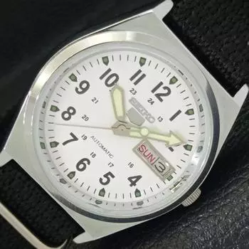 ВОССТАНОВЛЕННЫЕ МУЖСКИЕ ЧАСЫ SEIKO 5 AUTOMATIC 6309A JAPAN С БЕЛЫМ ЦИФЕРБЛАТОМ a427305-2 QRL-a427305