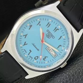 ВОССТАНОВЛЕННЫЕ МУЖСКИЕ ЧАСЫ SEIKO 5 AUTOMATIC JAPAN С БИРЮЗОВЫМ ЦИФЕРБЛАТОМ a427224-2 QRL-a427224