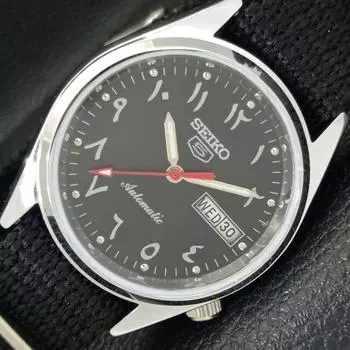REFURBISHED SEIKO 5 AUTOMATIC JAPAN 6309A MENS ARABIC BLACK DIAL WATCH a427360-2 QRL-a427360