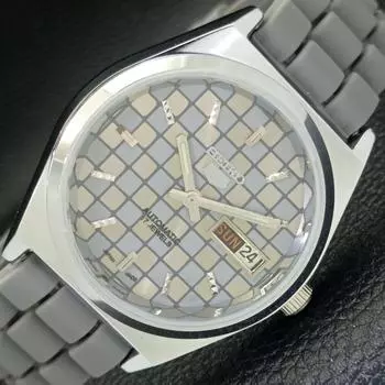 REFURBISHED SEIKO 5 AUTOMATIC MENS WATCH JAPAN MADE GREY DIAL CUSTOM a440049-2 QV90-a440049