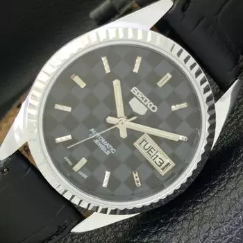 REFURBISHED SEIKO 5 AUTOMATIC MENS WATCH JAPAN MADE BLACK DIAL CUSTOM a440030-2 QV90-a440030