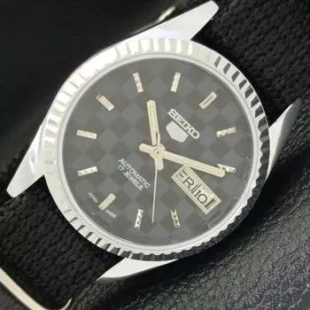 REFURBISHED SEIKO 5 AUTOMATIC MENS WATCH JAPAN MADE BLACK DIAL CUSTOM a440012-2 QV90-a440012