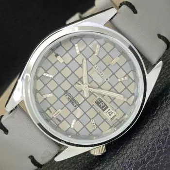 REFURBISHED SEIKO 5 AUTOMATIC MENS WATCH JAPAN MADE GREY DIAL CUSTOM a440115-2 QV90-a440115