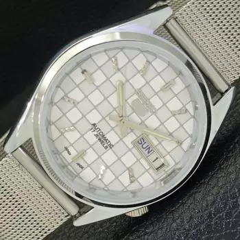 REFURBISHED SEIKO 5 AUTOMATIC MENS WATCH JAPAN MADE WHITE DIAL CUSTOM a440103-2 QV90-a440103