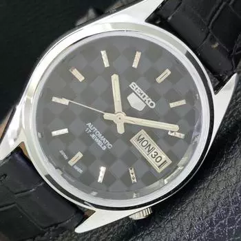 REFURBISHED SEIKO 5 AUTOMATIC MENS WATCH JAPAN MADE BLACK DIAL CUSTOM a440123-2 QV90-a440123