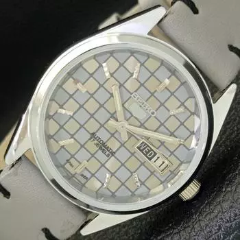 REFURBISHED SEIKO 5 AUTOMATIC MENS WATCH JAPAN MADE GREY DIAL CUSTOM a440080-2 QV90-a440080