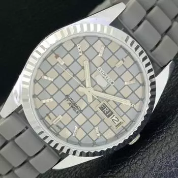 REFURBISHED SEIKO 5 AUTOMATIC MENS WATCH JAPAN MADE GREY DIAL CUSTOM a440013-2 QV90-a440013