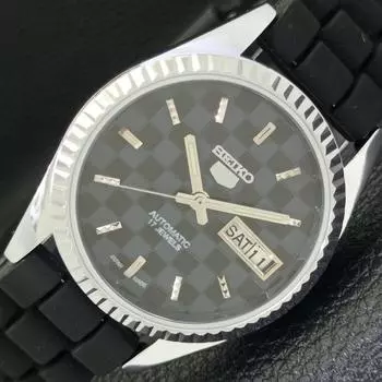 REFURBISHED SEIKO 5 AUTOMATIC MENS WATCH JAPAN MADE BLACK DIAL CUSTOM a440018-2 QV90-a440018