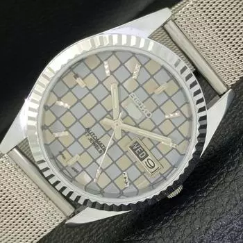REFURBISHED SEIKO 5 AUTOMATIC MENS WATCH JAPAN MADE GREY DIAL CUSTOM a440001-2 QV90-a440001